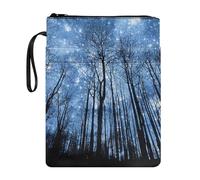 Binienty Funda para libros de tapa dura con cremallera para amantes de los libros, bolsa grande para la Biblia, Bosque nocturno estrellado, talla única