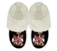 Binienty Pantuflas de casa para mujer y hombre, estilo retro, suaves, mullidas, cálidas con espuma viscoelástica para interiores y exteriores, Árbol de hongos, 40.5/41.5 EU