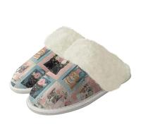 Binienty Pantuflas de espuma viscoelástica con soporte de arco para mujer, acogedoras, para invierno, cálidas, de felpa, para interiores, American Cat, 39.5/40.5 EU