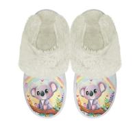 Binienty Pantuflas de espuma viscoelástica para mujer y niña, bonitas y cómodas para interiores y exteriores, Koala arcoíris, 40.5/41.5 EU