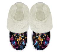 Binienty Pantuflas de felpa unisex para interiores y hombres, minimalistas, mullidas, suaves y cálidas, con forro polar, Golden Retriever degradado, 40.5/41.5 EU