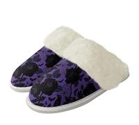 Binienty Pantuflas de Halloween para mujeres y hombres, pantuflas peludas de invierno para fiestas de otoño e invierno, Spiderweb Rose, 38.5/39.5 EU