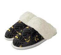 Binienty Pantuflas de Halloween para mujeres y hombres, pantuflas peludas de invierno para fiestas de otoño e invierno, Spiderweb Ghostface, 43.5/44.5 EU