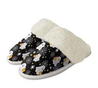 Binienty Pantuflas de Halloween para mujeres y hombres, suaves, peludas, de invierno, para vacaciones, retro, cómodas, zapatos de casa, Spiderweb Ghost, 43.5/44.5 EU
