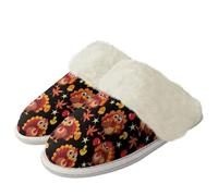 Binienty Pantuflas de invierno cálidas y mullidas para mujer, de tamaño ancho, antideslizantes, de espuma viscoelástica, para viajes, caravanas, camping, Mushroom Pavo de arce, 40.5/41.5 EU