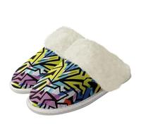 Binienty Pantuflas esponjosas de invierno para mujeres y hombres, cálidas, de espuma viscoelástica, para interiores y exteriores, informales, elegantes, Scrawl, 40.5/41.5 EU
