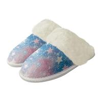 Binienty Pantuflas para mujer, acogedoras y esponjosas de felpa para mujeres y hombres, de espuma viscoelástica, anchas, se adaptan a las prendas elegantes, Estrella del universo azul, 40.5/41.5 EU