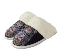 Binienty Pantuflas para mujer, cálidas, sin cordones, de espuma viscoelástica, zapatos de casa mullidos, Tribal Sugar Skull Cats, 39.5/40.5 EU
