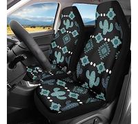 Binienty Set de 2 fundas para los asientos de estilo deportivo del coche con diseño de cactus azteca, antideslizante, para hombres y mujeres, protector de asiento suave, ajuste universal