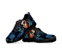 Binienty Tenis cómodos de espuma viscoelástica para mujer, ligeros, para correr y caminar para todo el día, Art Calavera Girl Dead Day, 43 EU