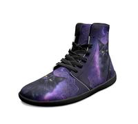 Binienty Tenis minimalistas unisex para hombre y mujer, puntera ancha, antideslizantes, con cordones, Galaxy Black Cat Mandala, 50 EU