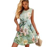 Binienty Vestidos casuales de verano para mujer, sin mangas, con bolsillos laterales, tallas S-5XL, Colibrí Petunia, S