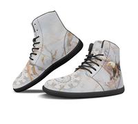 Binienty Zapatos descalzos para hombre y mujer, botas de senderismo anchas con cordones, transpirables, sin caída, para exteriores, elegantes, Águila mandala mármol gris, 37 EU