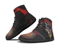 Binienty Zapatos descalzos para hombre y mujer, botas de senderismo anchas con cordones, transpirables, sin caída, para exteriores, elegantes, Ink Splash Mandala Wolf, 37 EU