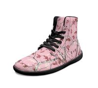 Binienty Zapatos minimalistas de caña alta para mujer y hombre, suela de caída cero, zapatos de tobillo para exteriores, Rama de hoja de arce rosa, 49 EU