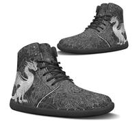 Binienty Zapatos minimalistas descalzos para hombre y mujer, con puntera ancha y cordones, Mandala de dragón negro, 37 EU