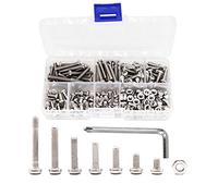 binifiMux 360 unids M3 x 4/6/8/10/12/16/20mm 304 Acero inoxidable cabeza redonda Phillips máquina tornillos y tuercas hexagonales Kit