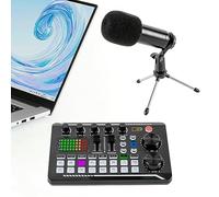 Biniliubi Soundboard Dj Sound Effects Board Mixer Vocoder Tarjeta de sonido compatible con Bluetooth varios efectos de sonido Luz Led Live Interfaz Audio Podcasts con micrófono condensador