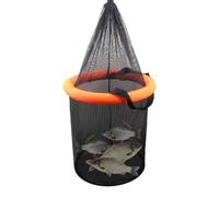 Biniveil Cesta de pesca | Red plegable de captura viva, cesta flotante de malla con cordón para peces de río, bagre, agua salada, agua dulce, pesca en hielo