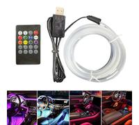 Biniveil Iluminación Ambiental Interior Coche - Luces LED de 7 Colores Activadas por Voz en Forma de Cuerda - Lámparas de Ambiente para Estanterías TV Monitor Sala