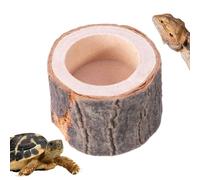 Biniveil Plato de Comida para Tortugas,Cuenco de Comida para Reptiles | Taza con Textura de Madera Accesorios de Hábitat para Lagartos Ermitaño Dragón Barbudo Rana Gecko Serpiente y Anfibios