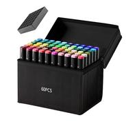 Biniveil Rotuladores Artísticos,60 Colores Marcadores De Alcohol Con Punta Doble Para Artistas - Rotuladores de Acuarela y Punta Biselada para Niños y Niñas: Materiales de Arte a Base de Aceite
