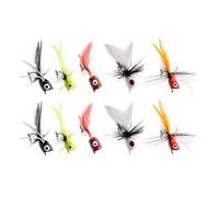 Biniveil Señuelos de Mosca - Kit de 10 Piezas de Señuelos Popper para Pesca con Mosca - Cebos Secos Húmedos Anzuelos Pequeños para Pesca en Lagos Embalses Ríos Agua Dulce Salada Trucha