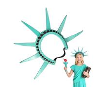 Biniveil Traje 4 De Julio Para Mujer | Corona Y Antorcha De Diosas | Conjunto Patriótico De 3 Accesorios Para Fiestas Desfiles Día De La Independencia Y Halloween