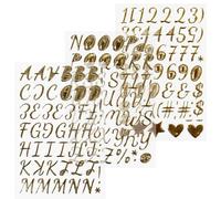 BINLINHONGO Calcomanías 3D del alfabeto cursivo, 163 piezas autoadhesivas de espuma con purpurina para buzón, gorras de graduación, decoración de aula, color dorado