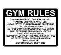 BinLtd Cartel metálico de aluminio con texto en inglés "Special Warning! Gym Rules Return Weights Rack After Use Sanitize (30,5 x 20,3 cm)