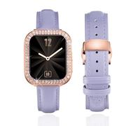 BINLUN Correa de Cuero Compatible Con Apple Watch de 1.77, 1.73, 1.61, 1.57 Pulgadas, Para Mujer Con Carcasa de Diamantes de Imitación Con Purpurina