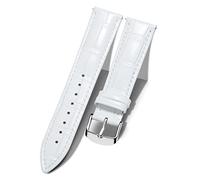 BINLUN Correa de Reloj de Cuero 10MM-24MM Diseño Cocodrilo Aligátor Liberación Rápida Correas de Repuesto para Smartwatch Hombre Mujer Hebilla Plateada（Blanco,18 MM）
