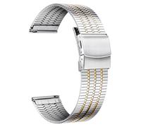 BINLUN Correas de Reloj de Acero Inoxidable, Correas de Repuesto de Metal Ultra Finas para Hombres y Mujeres, 12/14/16/18/20/22mm(Plata y Oro,14mm)