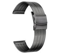 BINLUN Correas de Reloj de Acero Inoxidable, Correas de Repuesto de Metal Ultra Finas para Hombres y Mujeres, 12/14/16/18/20/22mm(Negro,20mm)