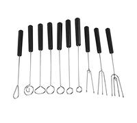 Binnan 10 Piezas Tenedor de Chocolate, Tenedor de Chocolate de Acero Inoxidable, Horquilla de Chocolate Acero Inoxidable con Mango de Plástico, Herramientas de Postre