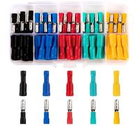 Binnan 100 PCS Terminales Eléctricos Aislados, Terminales de Engarzado Eléctrico de Alambre, Conectores Eléctricos Macho y Hembra para Electrodomésticos, Equipos de Audio, Automóviles