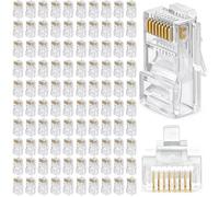 Binnan 100 Piezas Conectores RJ45,Conectores RJ45 sin Herramientas,Pasantes Aplicables a los Cables de Red de Categoría 5 no Blindadas