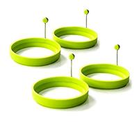 Binnan 4 Pcs Molde de Silicona con Mango para Huevos Fritos Tortitas Huevos Escalfados ect,Verde