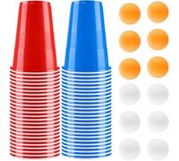 Binnan Beer Pong Cup Set, Beer Pong Party Cups,Contains 50 Cups and 12 Table Tennis Balls, Beer Pong Cups for Party, Drinking Games, Reusable