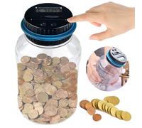 Binnan Contador Digital de Hucha, Hucha Electronica Caja para Ahorrar Dinero, Hucha Digital con Contador, Gran Capacidad 1.8L, Transparente