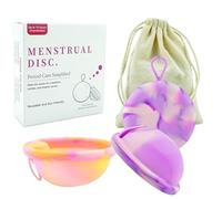 Binnan Disco menstrual, 2 piezas disco menstrual reutilizable con Bolsillos de Almacenamiento, Copas Menstruales, fuga suave, para mujeres activas, natación e intimidad (S+L)