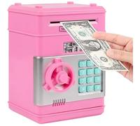 Binnan Hucha Electronica, Hucha Cajero Automatico, Rosado Hucha Caja Fuerte para Monedas, Caja Ahorro Dinero Papel Desplazamiento Automático para Niños