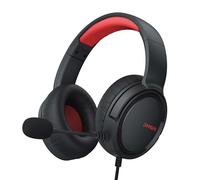 BINNUNE Cascos Gaming, Auriculares Gaming con Micrófono, Premium Stereo, Orejeras Ligero Cómodo, para Ps4 Ps5 Xbox PC NS Tableta Laptop - Rojo