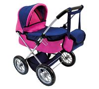 Bino 82911 - Cochecito de muñecas con bolsa, Rosa/Azul, 65 x 43 x 100 cm