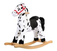 Bino Caballo balancín Gris para niños a Partir de 3 años, Juguete balancín para niños con Sonidos de Animales y Asas, balancín de Peluche, tamaño: 74 x 64 x 30 cm, Altura del Asiento: 47 cm