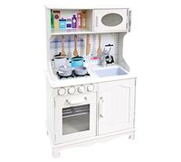 Bino- Niños Kitchennete Provence, Madera Blanca con Cocina de Juguete, Fregadero, Horno y Accesorios para Juego de fingir. Tamaño: 65,3 x 97,3 x 30 cm, Color, 3-7 Años (83724)