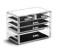 BINO Organizador acrílico de 5 cajones para joyas y maquillaje, organizador de cosméticos transparente, caja de exhibición de maquillaje, organizador de maquillaje y soporte de almacenamiento de