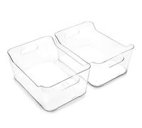 BINO The Soho Collection - Contenedores de almacenamiento de plástico, grandes, paquete de 2, transparentes, organizadores de despensa y contenedores de almacenamiento, organizadores de refrigerador,