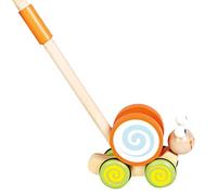 Bino World of Toys Caracol Deslizante de Madera, Juguete para niños a Partir de 18 Meses, Juguete Deslizante para desarrollar Habilidades Infantiles con Mango de Madera de 48 cm, Multicolor