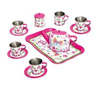 Bino world of toys Juego de té, Juguetes para niños pequeños a Partir de 3 años, 14 Piezas, Juguetes para niños, teteras, Tazas de té, Juegos de Platos, Juego de rol para Fiestas de té para niñas,